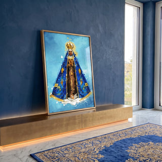 Quadro Decorativo Nossa Senhora da Aparecida em ambiente decorado - quadros decorativos para sala