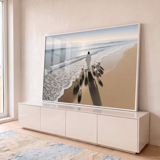 Quadro Decorativo Jesus Harmonia à Beira do Mar em ambiente decorado - quadros decorativos para sala