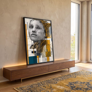 Quadro Decorativo - Retrato Feminino Luz e Reflexão em ambiente decorado - quadros decorativos para sala
