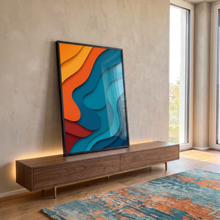 Quadro Decorativo Fluid Art Vibrante em ambiente decorado - quadros decorativos para sala