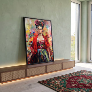 Quadro Decorativo Frida 04 - Arte Elegante em Tecido Canvas Premium em ambiente decorado - quadros decorativos para sala