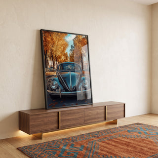 Quadro Decorativo do Fusca em Harmonia com a Natureza em ambiente decorado - quadros decorativos para sala