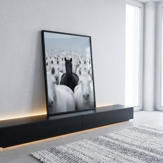 Quadro Decorativo Cavalo: Elegância e Singularidade em ambiente decorado - quadros decorativos para sala
