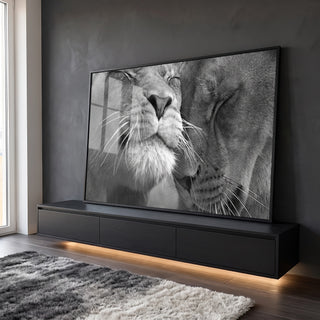 Quadro Decorativo Majestoso Amor Leão - Exclusividade Única em ambiente decorado - quadros decorativos para sala