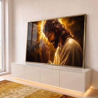 Quadro Decorativo A graça de Jesus Cristo em ambiente decorado - quadros decorativos para sala