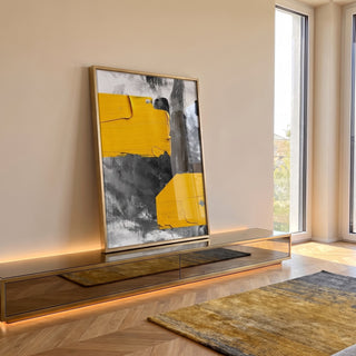 Quadro Decorativo: Ousadia em Amarelo e Preto em ambiente decorado - quadros decorativos para sala