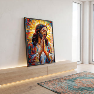 Quadro Decorativo Espiritual Jesus - Arte da Esperança em ambiente decorado - quadros decorativos para sala
