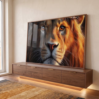 Quadro Decorativo Majestade do Rei da Selva em ambiente decorado - quadros decorativos para sala