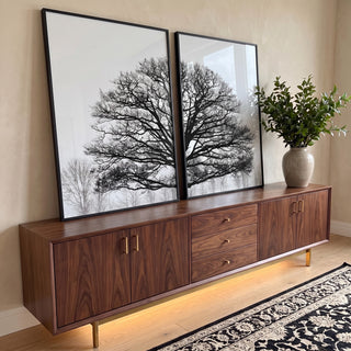 Quadro Decorativo Silhuetas Árvores Encantadoras em ambiente decorado - quadros decorativos para sala