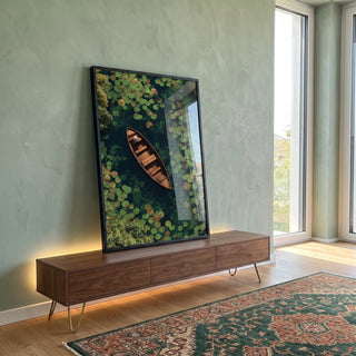 Quadro Decorativo Lago Sereno em ambiente decorado - quadros decorativos para sala