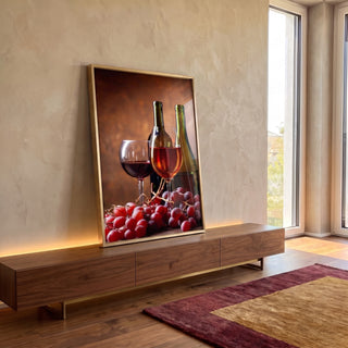 Quadro Decorativo Celebração Vinícola: Expressão de Sabor em ambiente decorado - quadros decorativos para sala