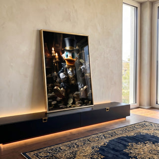 Quadro Decorativo Tio Pato: Moedas de Ouro - Elegância e Estilo para Sua Casa em ambiente decorado - quadros decorativos para sala