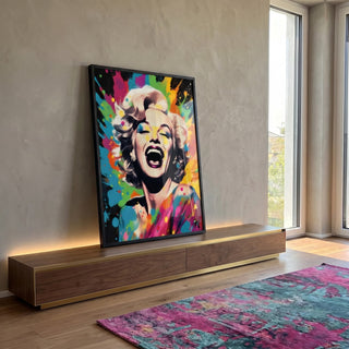 Quadro Decorativo: Sorriso Icônico de Marilyn Monroe em ambiente decorado - quadros decorativos para sala