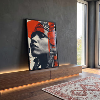 Quadro Decorativo Indígena Moderno em ambiente decorado - quadros decorativos para sala