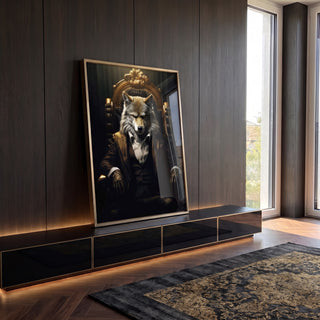 Quadro Decorativo Lobo Executivo - Elegância e Sofisticação para sua Decoração em ambiente decorado - quadros decorativos para sala