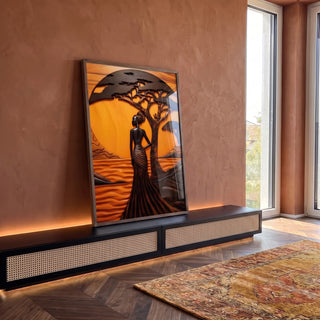 Quadro Decorativo Afro Força e Tradição em ambiente decorado - quadros decorativos para sala
