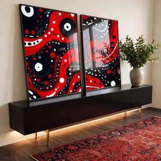 Quadro Decorativo Abstrato com Formas Circulares em ambiente decorado - quadros decorativos para sala