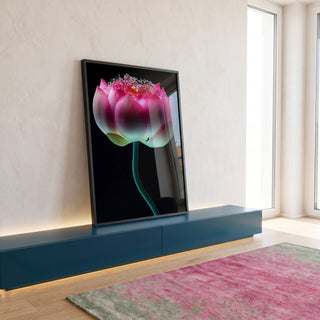 Quadro Decorativo Lótus Rosa Serenidade em ambiente decorado - quadros decorativos para sala