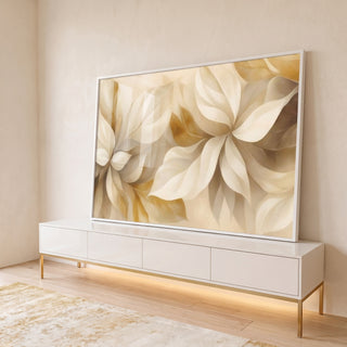 Quadro Decorativo Folhas Elegantes em ambiente decorado - quadros decorativos para sala