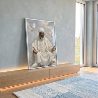Quadro Decorativo Orixá Oxalá: Serenidade Divina em ambiente decorado - quadros decorativos para sala