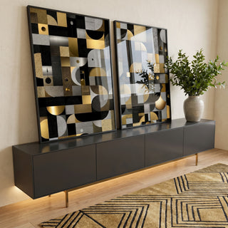 Quadro Decorativo Geometria Elegante em ambiente decorado - quadros decorativos para sala