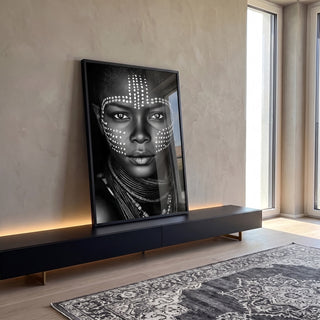 Quadro Decorativo Retrato Intenso em ambiente decorado - quadros decorativos para sala