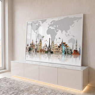 Quadro Decorativo Mapa de Maravilhas: Exploração Única em ambiente decorado - quadros decorativos para sala