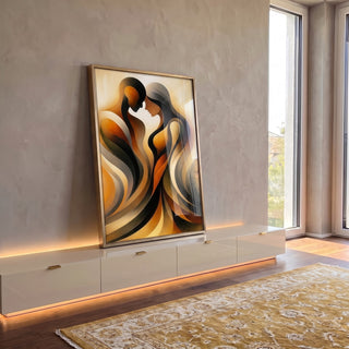 Quadro Decorativo Conexão Abstrata em Cores em ambiente decorado - quadros decorativos para sala