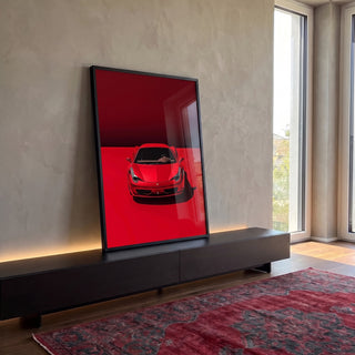 Quadro Decorativo Luxuoso de Carro Vermelho em ambiente decorado - quadros decorativos para sala
