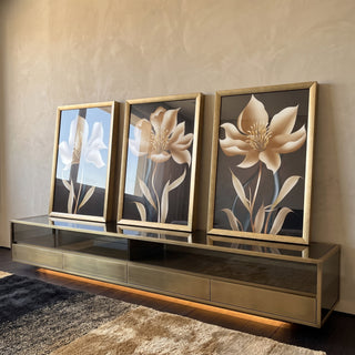 Quadro Decorativo: Luxuoso Jardim Dourado em ambiente decorado - quadros decorativos para sala