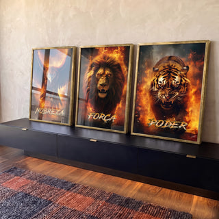 Quadro Decorativo \'Força, Nobreza e Poder\': A Arte que Transforma Seu Espaço em ambiente decorado - quadros decorativos para sala