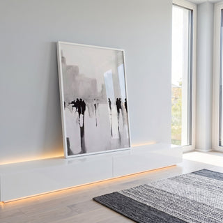 Quadro Decorativo Cidade Vibrante: Essência Urbana em Foco em ambiente decorado - quadros decorativos para sala