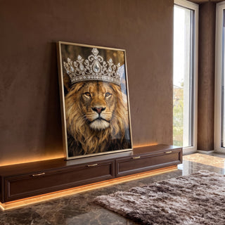 Quadro Decorativo Leão Majestoso em ambiente decorado - quadros decorativos para sala
