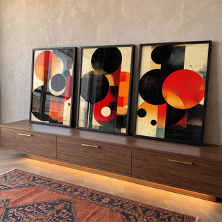 Quadro Decorativo Abstrato em Tons Quentes em ambiente decorado - quadros decorativos para sala