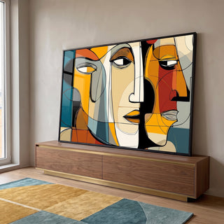 Quadro Decorativo Abstrato do Diálogo Silencioso em ambiente decorado - quadros decorativos para sala