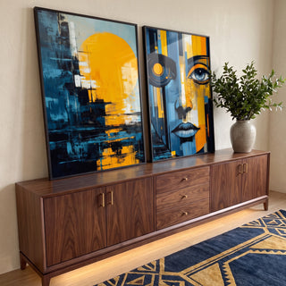 Quadro Decorativo Duo Night - Sofisticação e Estilo em Tecido Canvas em ambiente decorado - quadros decorativos para sala