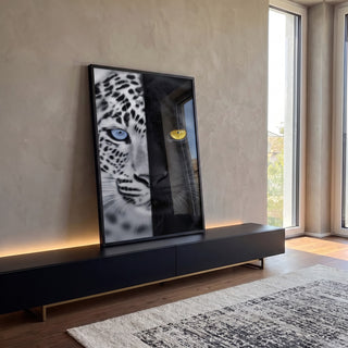 Quadro Decorativo Jaguar: Luz e Sombra em ambiente decorado - quadros decorativos para sala