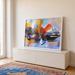 Quadro Decorativo Aventura Abstrata em Montanhas: Inspire-se em ambiente decorado - quadros decorativos para sala