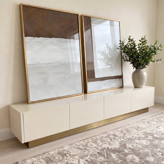 Quadro Decorativo: Explosão Minimalista em Marrom e Branco em ambiente decorado - quadros decorativos para sala