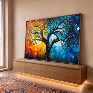 Quadro Decorativo Crepúsculo Cósmico: Uma Jornada Visual em ambiente decorado - quadros decorativos para sala