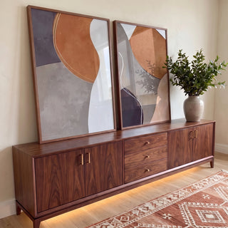 Quadro Decorativo: Tons Terrosos que Inspiram Arte em ambiente decorado - quadros decorativos para sala