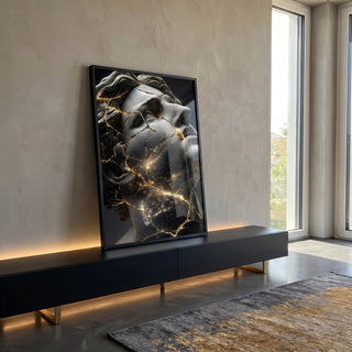 Quadro Decorativo Escultural Futurista em ambiente decorado - quadros decorativos para sala