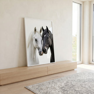 Quadro Decorativo Casal de Cavalos - Amor e Esperança em Sua Parede em ambiente decorado - quadros decorativos para sala
