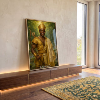 Quadro Decorativo Orixá Logunedé: Luz e Equilíbrio em ambiente decorado - quadros decorativos para sala