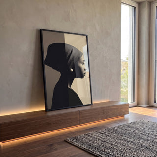 Quadro Decorativo Silhueta Elegante: Feminino em ambiente decorado - quadros decorativos para sala