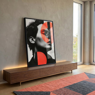 Quadro Decorativo Retrato - Contrastando Formas e Cores em ambiente decorado - quadros decorativos para sala