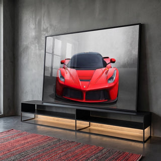 Quadro Decorativo Carro Vermelho: Velocidade e Estilo em ambiente decorado - quadros decorativos para sala