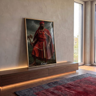 Quadro Decorativo Orixá Xangô: Justiça e Poder em ambiente decorado - quadros decorativos para sala