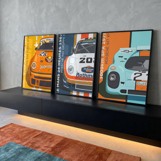 Quadro Decorativo Celebração Vibrante Porsche - Exclusivo em ambiente decorado - quadros decorativos para sala