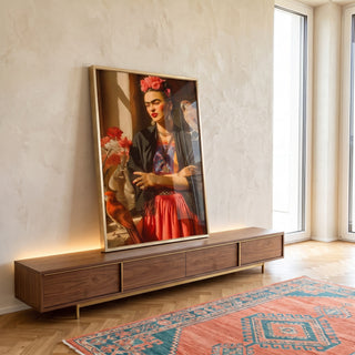 Quadro Decorativo - Frida Kahlo A Essência da Emoção em ambiente decorado - quadros decorativos para sala